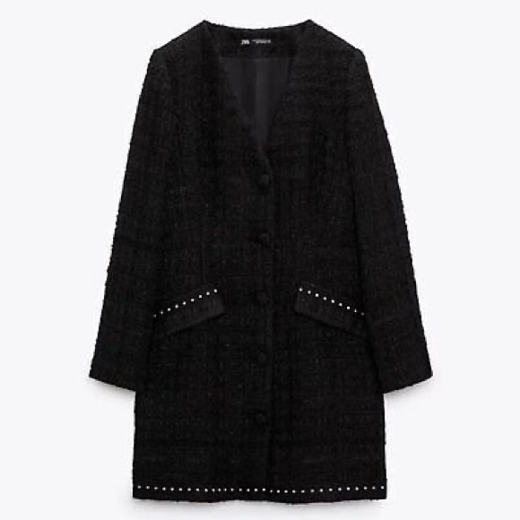 Zara textured studded blazer jacket new - Picture 6 of 7